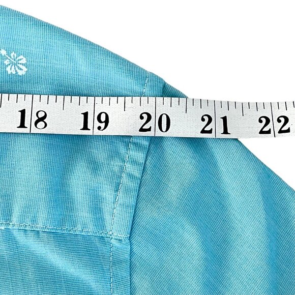 Chaps Easy Care Mens XL Blue Short-Sleeve Button-Up Shirt White Floral Pattern - Picture 13 of 15